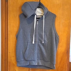 MIXMATCHY Gray Zip-Up Hooded Vest Adult 1XL